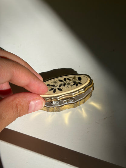 PETITE BOÎTE À BIJOUX OVALE LAQUE NOIRE ET OR | VINTAGE