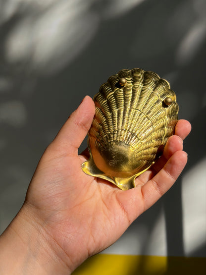 PORTE-BIJOUX COQUILLAGE LAITON DORÉ | VINTAGE🐚✨