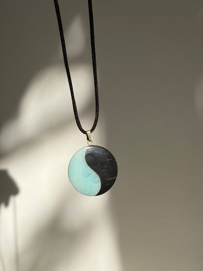 COLLIER PENDENTIF YIN YANG TURQUOISE ☯️🩵