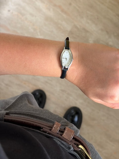 MONTRE TIMEX BRACELET CUIR NOIR VINTAGE