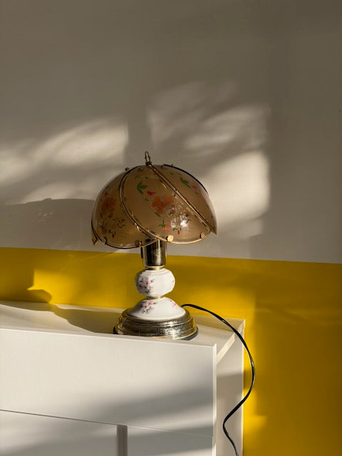 LAMPE ABAT-JOUR FLORAL VERRE VINTAGE 🌸