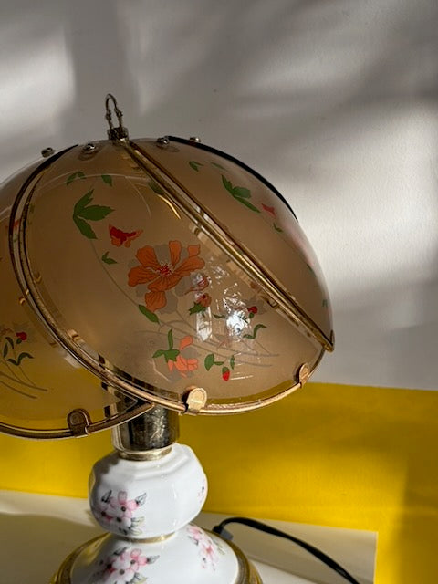 LAMPE ABAT-JOUR FLORAL VERRE VINTAGE 🌸