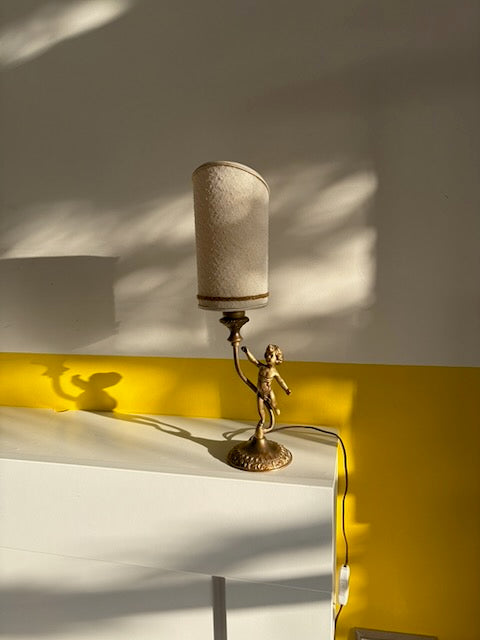 LAMPE PUTTO BRONZE ABAT-JOUR CYLINDRIQUE 👼