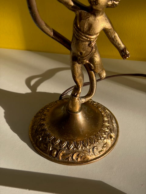 LAMPE PUTTO BRONZE ABAT-JOUR CYLINDRIQUE 👼