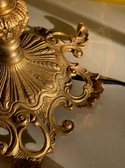 LAMPE URNE PEINTE ABAT-JOUR CRAQUELÉ VINTAGE