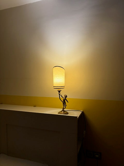 LAMPE PUTTO BRONZE ABAT-JOUR CYLINDRIQUE 👼
