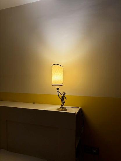 LAMPE PUTTO BRONZE ABAT-JOUR CYLINDRIQUE 👼