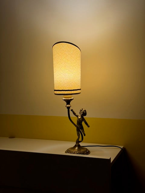 LAMPE PUTTO BRONZE ABAT-JOUR CYLINDRIQUE 👼