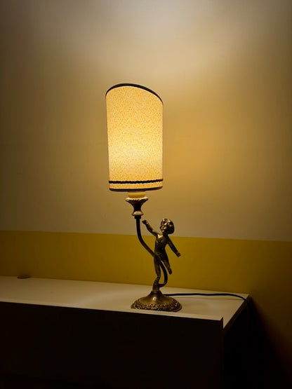 LAMPE PUTTO BRONZE ABAT-JOUR CYLINDRIQUE 👼