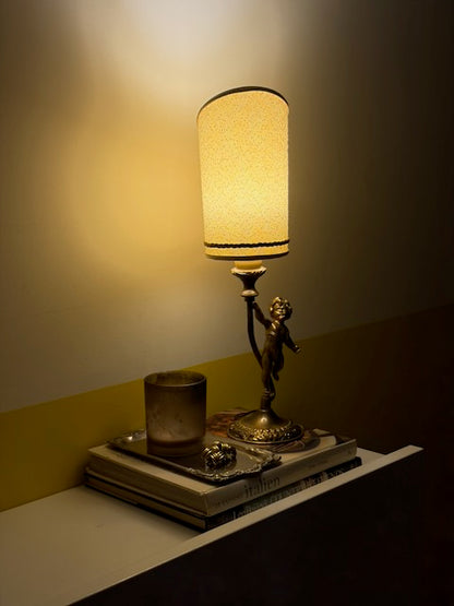 LAMPE PUTTO BRONZE ABAT-JOUR CYLINDRIQUE 👼