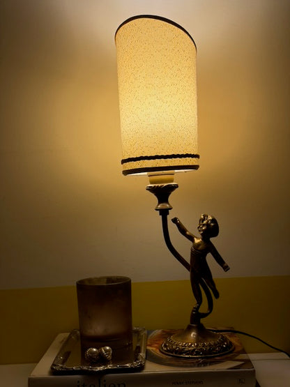 LAMPE PUTTO BRONZE ABAT-JOUR CYLINDRIQUE 👼