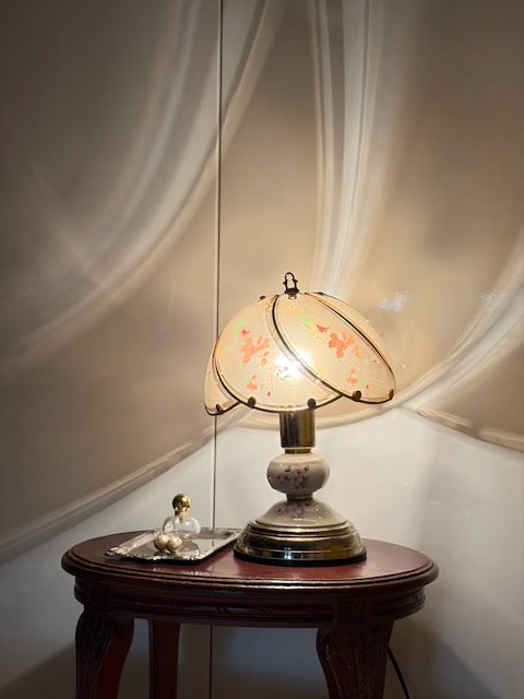 LAMPE ABAT-JOUR FLORAL VERRE VINTAGE 🌸