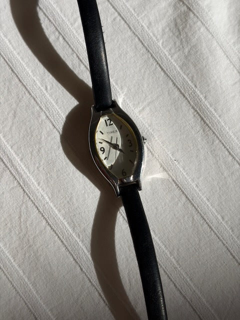 MONTRE TIMEX BRACELET CUIR NOIR VINTAGE