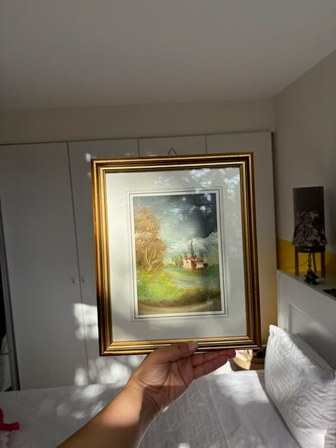 TABLEAU PAYSAGE CHALET DORÉ 🏔️