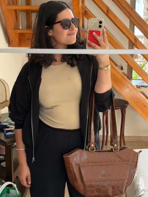 SAC CROCO CAMEL CUIR VINTAGE 👜