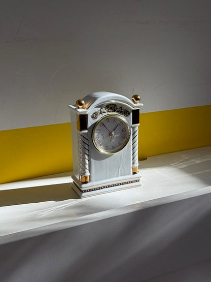 HORLOGE DE TABLE PORCELAINE DORÉE 🕰️