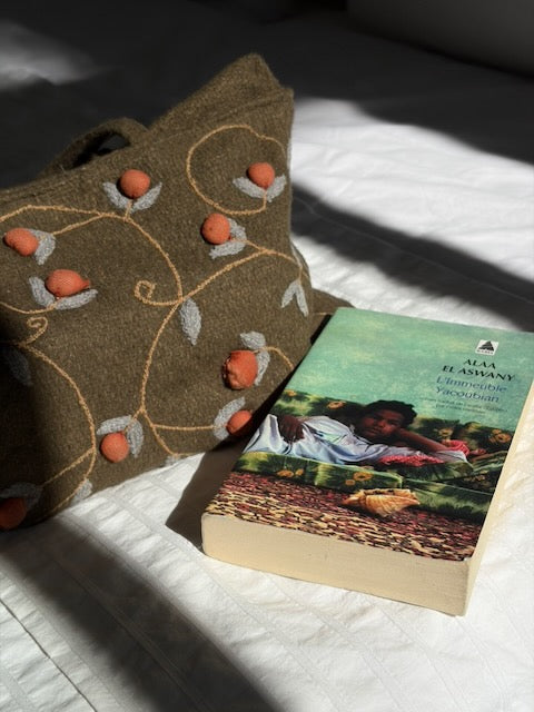 SAC BRODÉ FLEURS KAKI