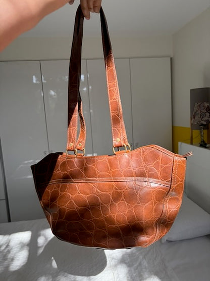 SAC CROCO CAMEL CUIR VINTAGE 👜