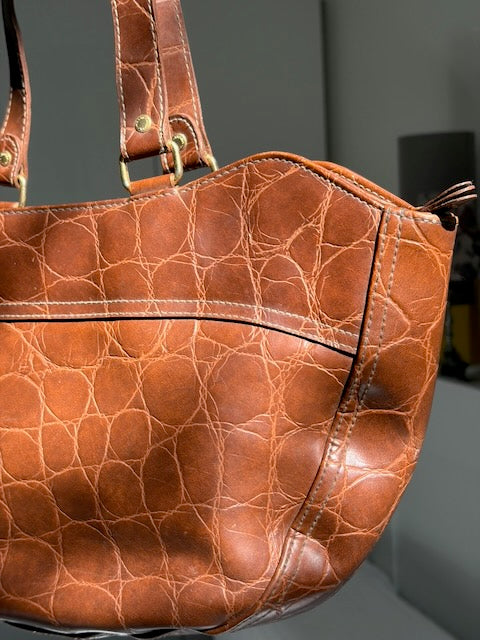 SAC CROCO CAMEL CUIR VINTAGE 👜