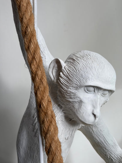 LAMPE SINGE RÉSINE BLANCHE CORDE SUSPENDUE | VINTAGE 🐒✨