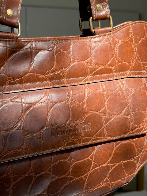 SAC CROCO CAMEL CUIR VINTAGE 👜