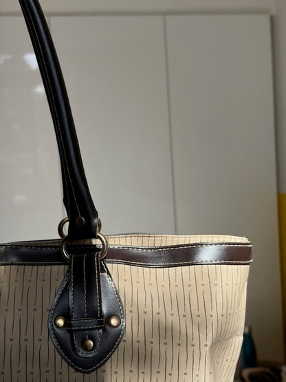 SAC TOILE BEIGE ET CUIR MARRON 🤎