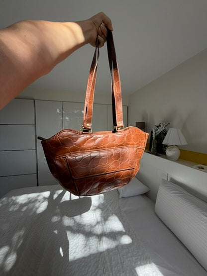 SAC CROCO CAMEL CUIR VINTAGE 👜