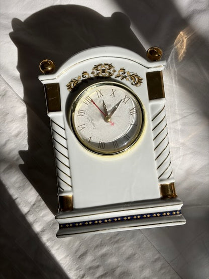 HORLOGE DE TABLE PORCELAINE DORÉE 🕰️