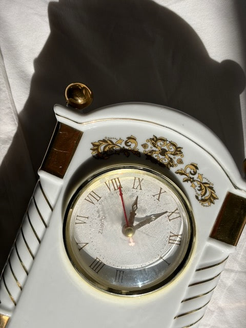 HORLOGE DE TABLE PORCELAINE DORÉE 🕰️