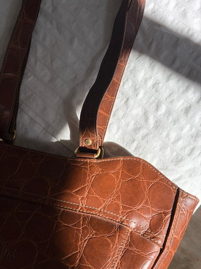 SAC CROCO CAMEL CUIR VINTAGE 👜