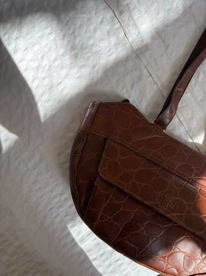 SAC CROCO CAMEL CUIR VINTAGE 👜