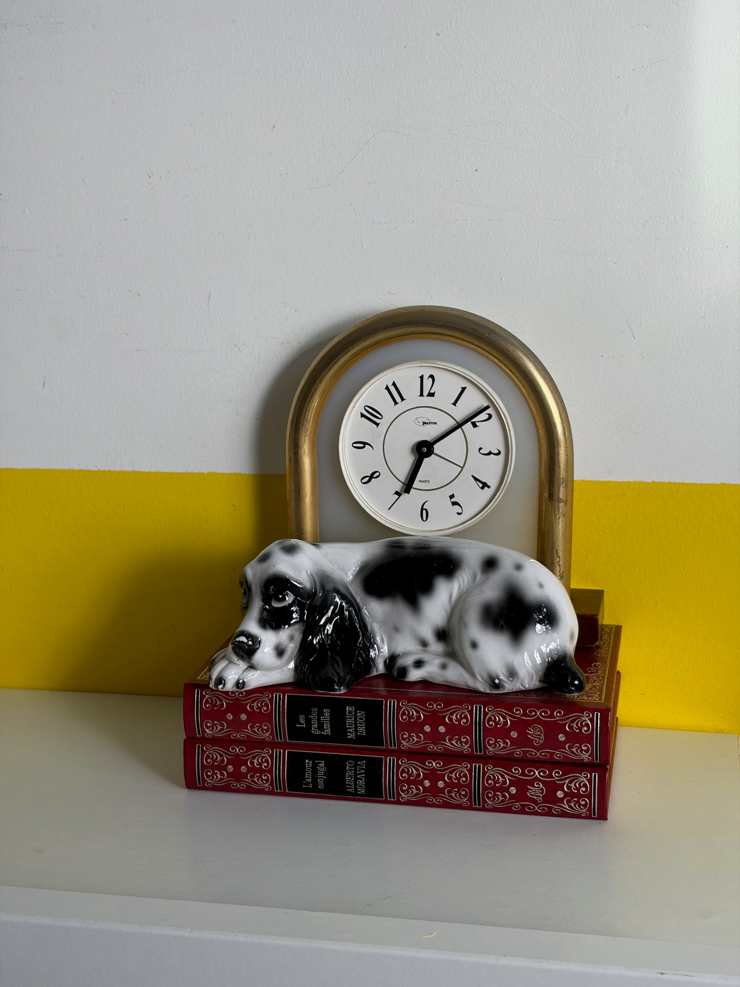 HORLOGE DE BUREAU LAITON DORÉ BOIS | VINTAGE