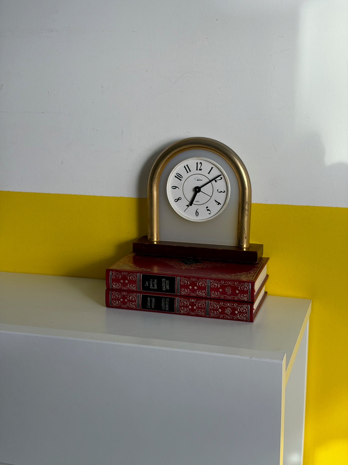 HORLOGE DE BUREAU LAITON DORÉ BOIS | VINTAGE