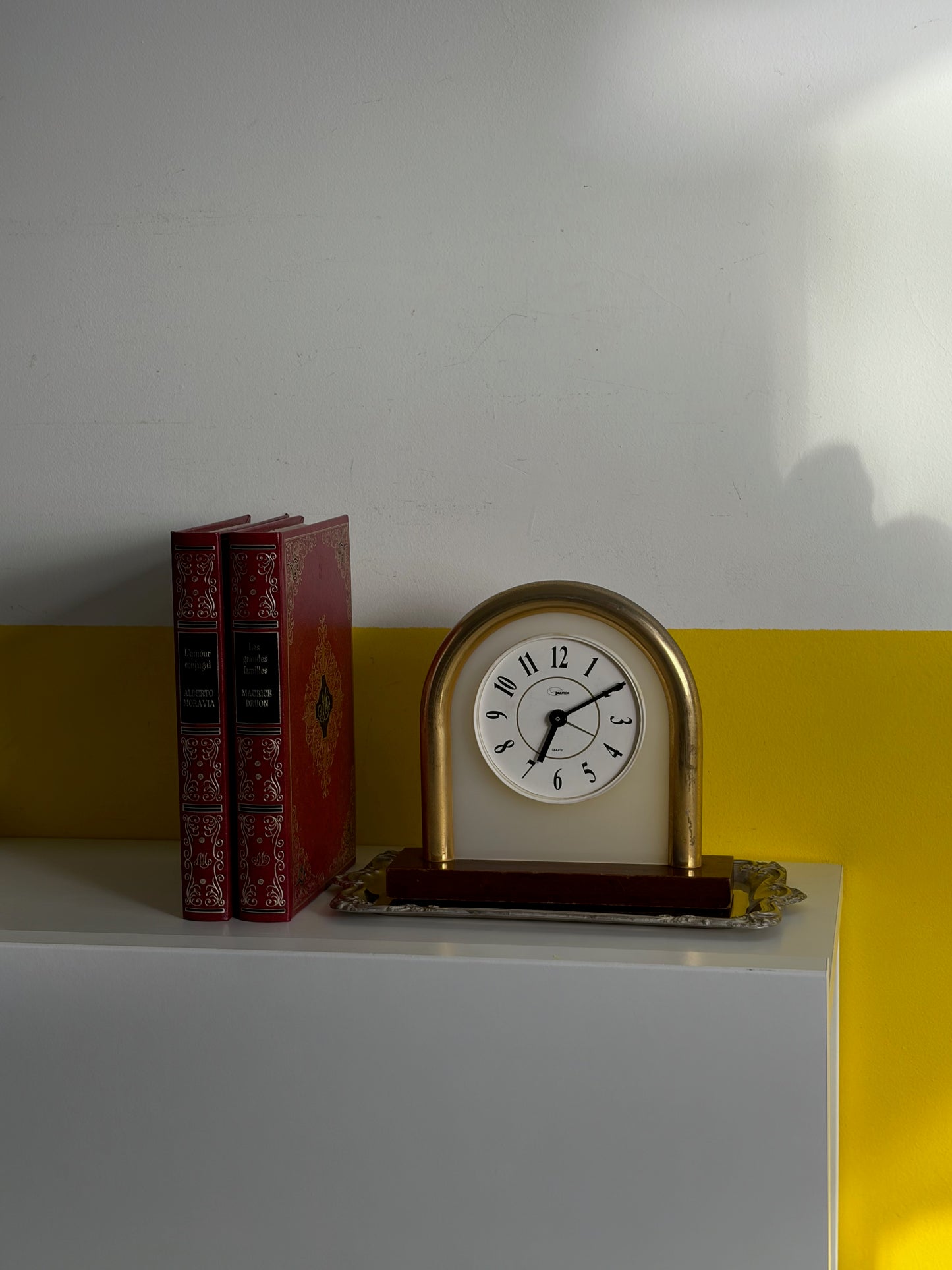 HORLOGE DE BUREAU LAITON DORÉ BOIS | VINTAGE