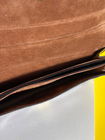 POCHETTE CLUTCH CUIR MARRON BORDEAUX FERMOIR DORÉ | VINTAGE 👜🤎