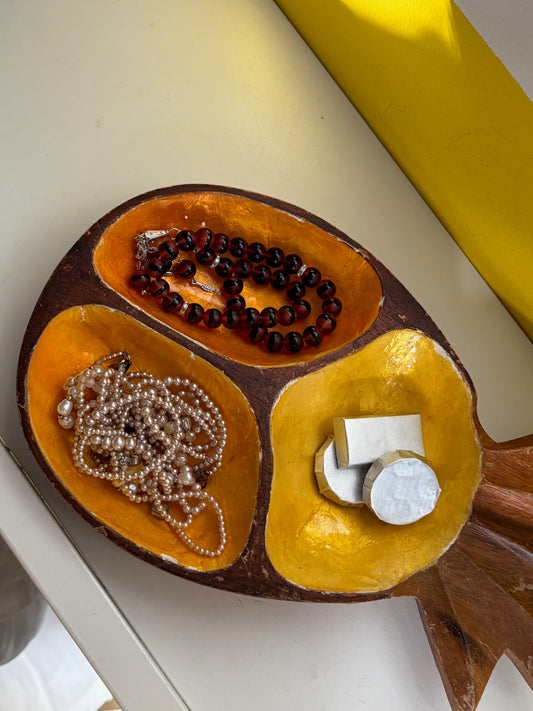 VIDE-POCHE ANANAS BOIS SCULPTÉ LAQUÉ | VINTAGE 🍍✨