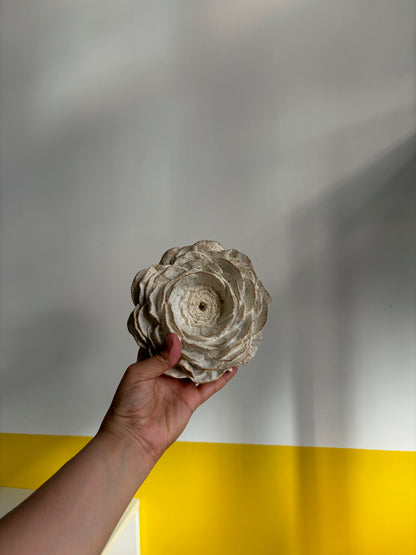 BOUGEOIR RÉSINE FLEUR PIVOINE BLANC DORÉ | VINTAGE