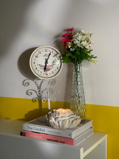 BOUGEOIR RÉSINE FLEUR PIVOINE BLANC DORÉ | VINTAGE
