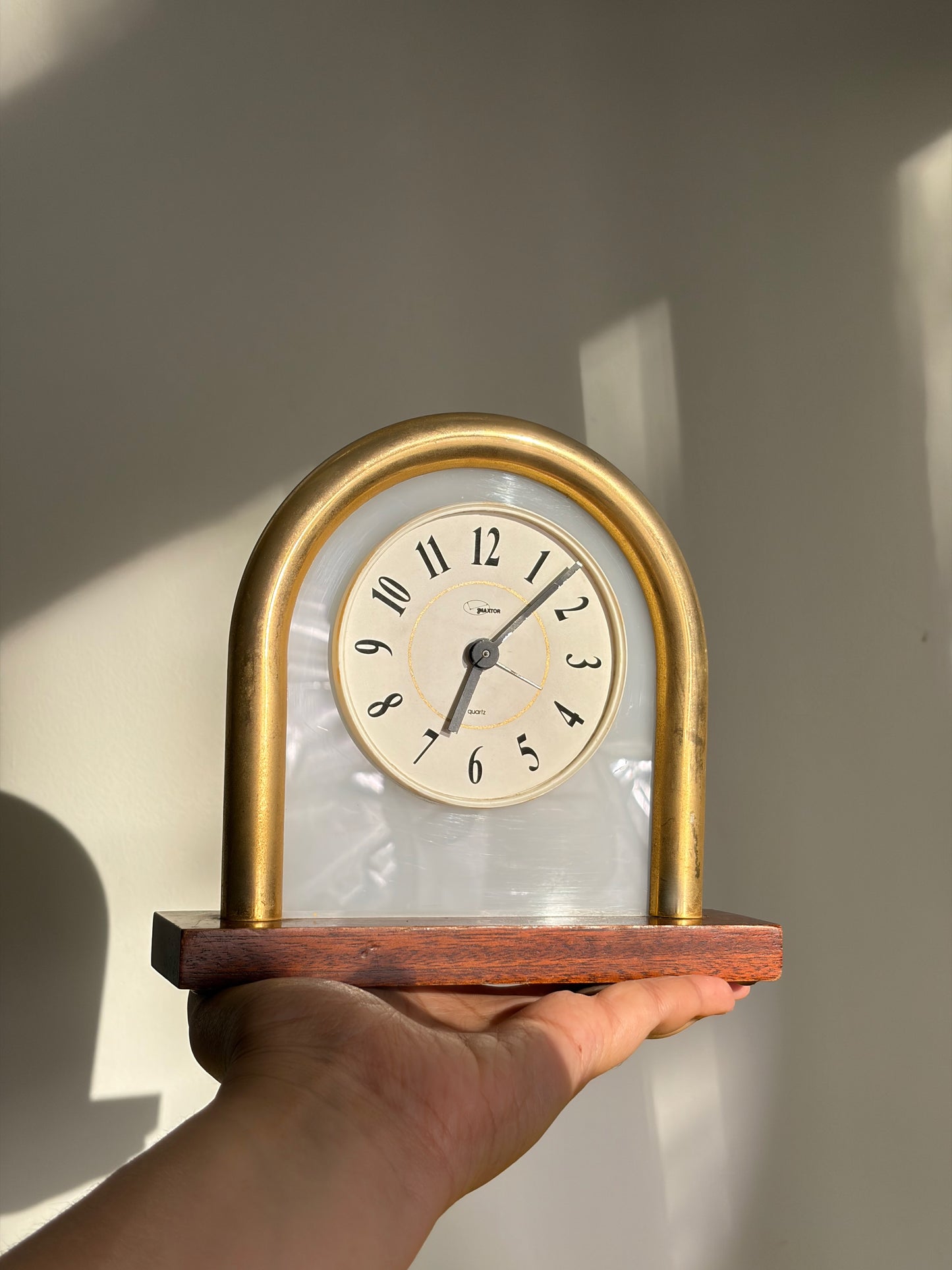 HORLOGE DE BUREAU LAITON DORÉ BOIS | VINTAGE