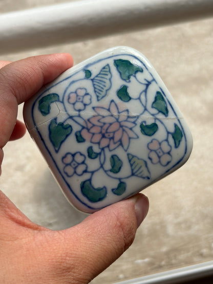 BOÎTE À BIJOUX PORCELAINE CHINOISE FLEURS LOTUS | VINTAGE💙