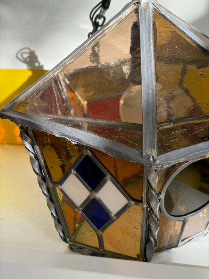 DUO DE LANTERNES VERRE TEINTÉ PLOMB MULTICOLORE | VINTAGE 🏮🌈