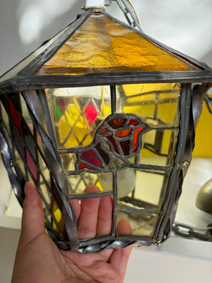 DUO DE LANTERNES VERRE TEINTÉ PLOMB MULTICOLORE | VINTAGE 🏮🌈