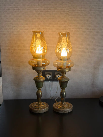 PAIRE DE LAMPES VINTAGE "Lueur Dorée"