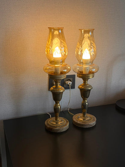 PAIRE DE LAMPES VINTAGE "Lueur Dorée"