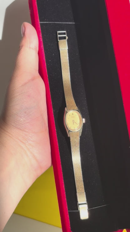 MONTRE SEIKO QUARTZ DORÉE BRACELET MILANAIS | VINTAGE ⌚✨