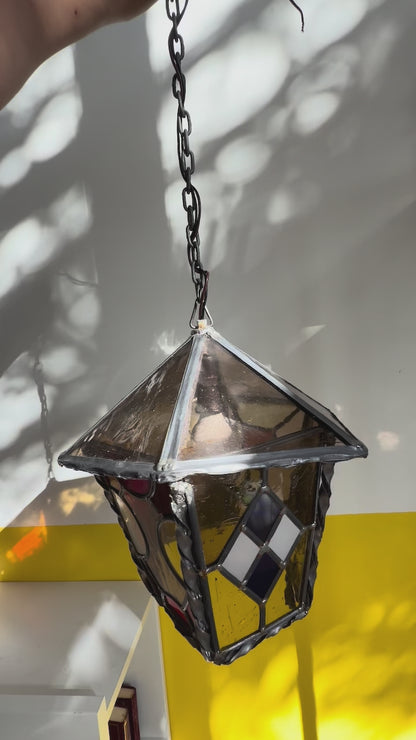 DUO DE LANTERNES VERRE TEINTÉ PLOMB MULTICOLORE | VINTAGE 🏮🌈